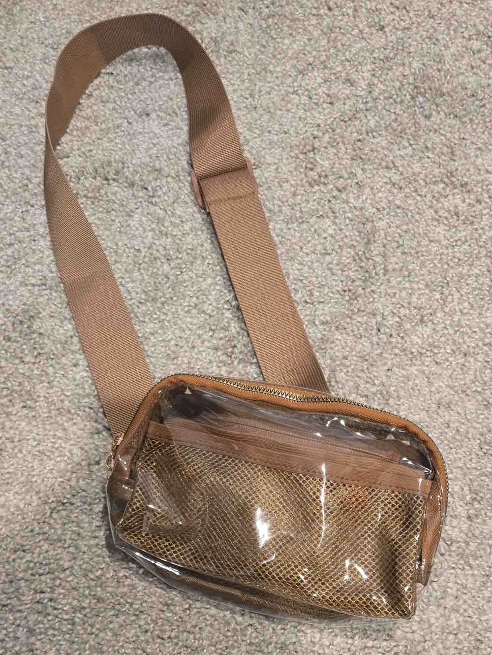 Amazon Clear Crossbody Bag with Tan Accents